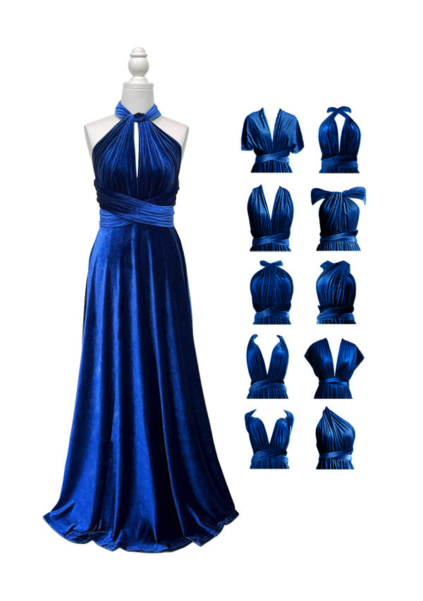 Royal Blue Velvet Multiway Convertible Infinity Dress